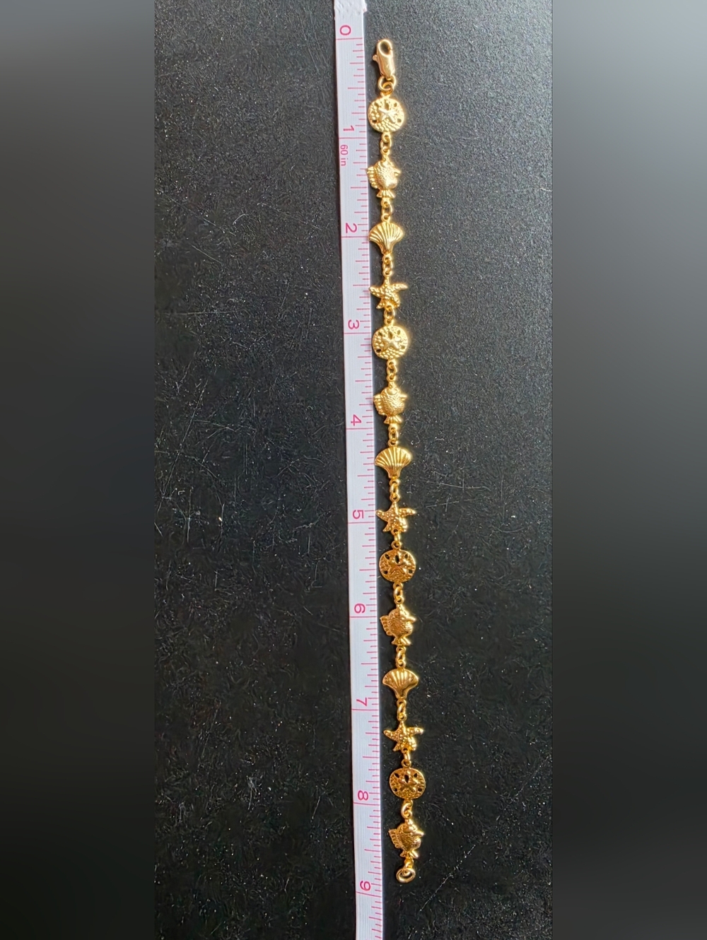 Gold Seashell, Fish & Starfish Link Bracelet - Women Jewelry